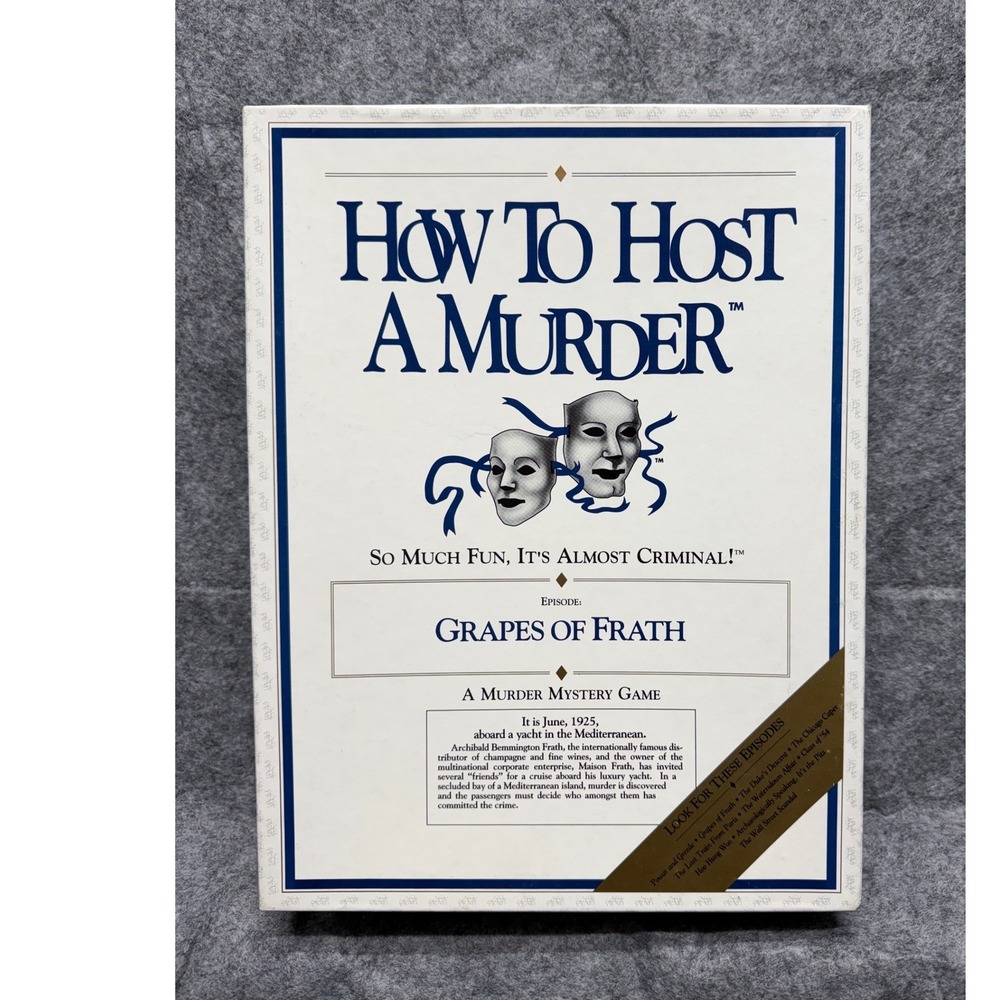 How To Host A Murder Grapes of Frath Mystery Game Decipher 1986 Vintage Cassette
